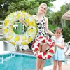 Verano Piscina Juego Dibujo Animado Tartán Limón Principiante Anillo Flotante Inflable Pvc Respetuoso con el Medio Ambiente Engrosado Anillo de Natación para Adultos