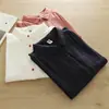 Hebilla para bolso de mujer estilo Mori japonés color liso camisa de punto de doble hilo de manga larga para mujer camisa de otoño para usar debajo al por mayor