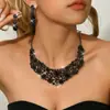 Set de Pendientes y Collar con Forma de Gota Incrustados de Diamantes Transfronterizos Europeos y Americanos Cadena para Clavícula Elegante de Moda Joyería de Lujo Ligero Accesorios de Alta Gama