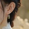 Pendientes de perla de jade hetiano natural S925 de oro de 14 quilates con clip para la oreja, diseño de nicho, pendientes populares de otoño e invierno para mujeres.