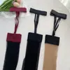 Medias de una pieza con liguero sexy para celebridades de internet femeninas, Pura Lust, Borde Rojo, Seda Negra, Empalme de Color Contrastante, Aros de Pierna de Longitud Alta, Estilo Delgado Hasta la Rodilla