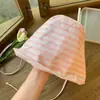 Sombrero de Pescador de Ala Ancha a Rayas de Nueva Llegada Francesa para Mujer Verano Protección Solar y Parasol Nicho Transpirable Que Muestra el Rostro Sombrero Pequeño Cubierta Facial Sombrero Cubo