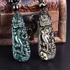 Dinastía Tang del Siglo Nafu Regalo Auspicioso Collar para Hombres y Mujeres Obsidiana Dorada Natural Dragón Cabeza de Dragón Colgante