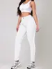 Cy038 Novo Estilo Moda Feminina Simples Cintura Alta Cor Sólida Metálico Cintura Alta Elástico Skinny Cor Sólida Calça Jeans