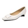Zapatos de Tacón Alto de Piel Suave Yuanlitong para Mujer, Tacones Gruesos Cómodos, Zapatos para Mujer Estilo Lujo Ligero Europeo y Americano, Zapatos de Salón de Gama Alta de Counters de Hong Kong