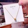 Collar de cuentas de oro pequeñas y sencillas, versión coreana, para mujer, chapado en oro real, cadena de clavícula roja, pequeño, popular, que no se decolora, joyería