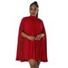 K10323 AliExpress Amazon europeu e americano explosões mulheres de cor sólida bat manga plissado solto vestido chiffon novo