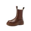 Botas de lã grossa e quente para inverno 2022 Botas de neve de couro bovino com salto médio grosso e sola grossa Botas de cano curto à prova de frio para mulheres