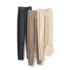 Leggings 100% cachemira pura para mujer, pantalones de felpa adelgazantes de cintura alta, nuevos pantalones moldeadores de color liso versátiles para otoño e invierno