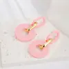 Aretes Circulares de Acrílico en Colores Dulces, Aretes Geométricos de Círculos Concentricos, Versátiles Accesorios de Oreja Elegantes Retro con Pintura en Spray