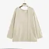 Suéter de punto elegante para mujer talla grande con cintas, colección otoño 2026, para damas de talla grande, con un escote Bardot suave y elegante, modelo 23783