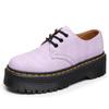 Botas cortas Epiden 1461 de cuero genuino con suela gruesa y tres agujeros para mujer, estilo británico, estilo informal, con punta redonda y plataforma para estudiantes.