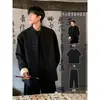 Nueva chaqueta de traje negra estilo chino para hombre, elegante y genial, traje Tang para joven con hombreras, traje Zhongshan, atuendo de marca de moda
