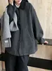 Ns Estilo Coreano Lana Retro Elegante Color Contrastante Abrigo de Invierno Nuevo para Mujer Simple de Lana 7127