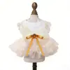 Falda para Mascota Vestido de Gasa Estilo Primavera y Verano para Perros Bichón, Teddy, Pomerania y Gatos, Vestido de Novia Dorado Ropa Estilo Princesa