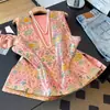 Colete de jacquard de seda com qualidade garantida para mães, jovem e estiloso, adequado para primavera e outono, novo look em camadas com decote V profundo para mulheres