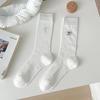 Calcetines Calcetines Finos de Algodón para Primavera y Verano Malla Transpirable Bordado de Lazo Estilo Ballet Calcetines de Media Caña para Mujer Calcetín Apilado