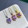 Pingente de prata de lei com ametista natural incrustada não desbota e não causa alergia na pedra principal 5*7mm venda direta da fábrica melhor vendida transfronteiriça