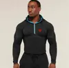 Ropa Deportiva para Hombre con Media Cremallera, Capucha, Ajustada, Dos Tonos, Bloques de Color, Transpirable, Secado Rápido, Corte Delgado, Elástica, para Entrenamiento Físico