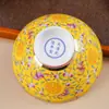 Cuenco Fushou de Esmalte Jingdezhen Nueva Chinoiserie Cerámica Doméstica para Arroz Estilo Japonés Cuenco Sombrero de Bambú Cuenco de Cumpleaños de Alta Gama