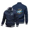 Chaqueta de Motociclista Estampada para Hombre Otoño Transfronterizo Europea y Americana Chaqueta de Calle para Hombre Cardigan Cremallera Chaqueta con Insignia de Coche