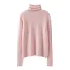 Suéter de cachemira para mujer, 100% cachemira de cabra pura, nuevo suéter de punto cálido de moda versátil color liso con cuello alto