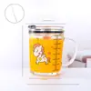 Copo de Palha Estilo Ins para Crianças com Alça, Copo Graduado, Copo de Leite para Café da Manhã, Copo de Água, Copo de Vidro Portátil, Pequena Capacidade