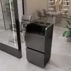 Mostrador de Herramientas para Barbería, Gabinete de Acero Inoxidable de Doble Cara para Salón de Peluquería, Almacenamiento con Cajones y Estante para Secadoras
