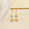 Brincos de Gancho de Prata Yuebao Jewelry Amethyst S925 Banhado a Ouro Cristal Amarelo Torre Ruyi Novo Estilo Chinês Em Estoque