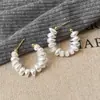 Elegantes Pendientes de Perla en Forma de C, Pendientes de Perla Hechos a Mano de Lujo Ligero de Nicho para Mujer