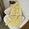 Saia Midi Jacquard Retrô Estilo Chinês para Mulheres, Nova Coleção Verão 2025 Cintura Alta Botões Acetato Estilo Nacional Fenda