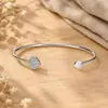 Accesorios de Reloj Estilo Coreano Pulsera de Amor de Diamantes Completos Apertura Pulsera de Corazón Chapada en Oro Pulsera de Doble Corazón Joyería de Pulsera para Mujeres