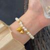 Pulsera Retro de Perlas Esmeriladas para Niñas, Lujo Ligero, Joyería de Mano Nicho y Exquisita, Joyería de Mano Versátil con Cuentas de Estilo Antiguo