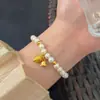 Pulsera de Perlas Irregulares Francesas Pulsera para Mujer Nicho Lujo Ligero Exquisita Moda Oro Media Pulsera Accesorios de Pulsera