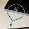 ¡Lujo europeo y americano! Collar de flor de circón de colores con gota de agua, cadena para clavícula de estilo court vintage, joyería de lujo ligero de alta gama