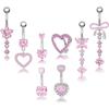 Europeu e Americano Novo Aço Inoxidável Rosa Borboleta Pingente Umbigo Prego Super Flash Zircon Amor Anel Umbilical Piercing Jóias em estoque