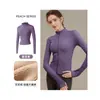 Jaqueta de Yoga de Veludo Espesso Estilo Primavera Feminina Cardigã com Zíper Gola Alta Emagrecedor Elástico Manga Longa Top Quente
