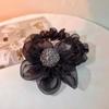 Horquilla con lazo de diamantes de imitación de alta calidad de estilo coreano para mujer, pinza para la parte posterior de la cabeza con flores, pinza para la cola de ponda alta, diadema con pinza superior