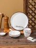 Louça de Hotel Cerâmica Jantar Restaurante Cozinha Prato e Tigela Estilo Chinês Conjunto de Quatro Peças Personalizado com Impressão de Logotipo