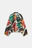 Moda Europea y Americana Transfronteriza Aliexpress Más Vendido Chaqueta Bomber de Manga Larga con Cuello Alto y Rayas