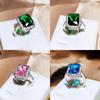 Anel de noivado colorido clássico feminino com zircônia moda anel rosa azul verde para meninas
