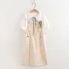 25039 Vestido de Tirantes con Colgante de Cactus de Cinta Fresco y Dulce Estilo Japonés + Conjunto de Dos Piezas de Camisa de Manga Corta con Corbata
