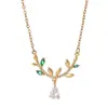 Collar Colgante de Astas de Alejandrita Estilo Elfo Mori para Mujer Cadena para Clavícula de Acero de Titanio de Alta Calidad