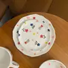 Plato Cerámico Asimétrico Pellizcado a Mano Estilo Ins Coreano Plato para Postre Pintado a Mano Plato de Alto Valor