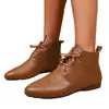 Botines Retro de Punta Corta para Mujer, Nuevos Botines Planos Martin Versátiles Primavera 2026, Botines de Tobillo con Cordones de Cuero Suave para Mujer