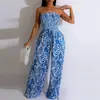 Mono de pierna ancha estampado casual para mujer, nuevo para el otoño de 2026, transfronterizo, europeo y americano, para el trabajo y el día a día