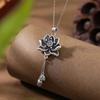 Jóias Yuebao Prata Pura S999 Retrô Antigo Tendência Nacional Pingente Borla Lótus Elegante Estilo Étnico Flor Pingente de Prata