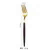 Acero Inoxidable 304 Vajilla para Comida Occidental Portuguesa Vajilla con Textura de Madera Japonesa Cuchillo, Tenedor y Cuchara con Mango de Imitación Madera Juego de Vajilla