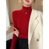 Suéter de cuello alto de alta gama y elegante para mujer, nueva colección otoño/invierno 2026, corte ajustado, adelgazante, tejido, capa base engrosada