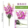 Orquídea Espada Artificial de 5 Ramas Flor Artificial de Plástico Flor de Seda Decoración de Boda Flor de Exportación Arreglo Floral Decoración Hogar Venta al por Mayor